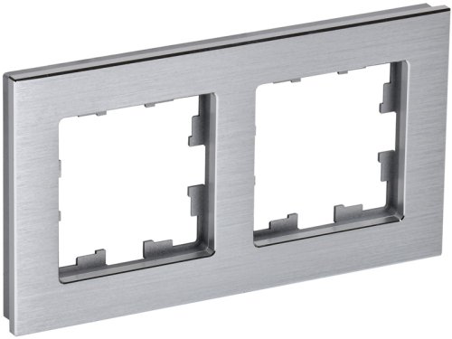 Рамка универсальная IEK Brite РУ-2-1-БрА 2-м. металл алюминий  картинка